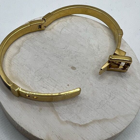 Michael Kors Black Enamel and Gold Gilt Adjustable Bangle Bracelet - Picture 7 of 11